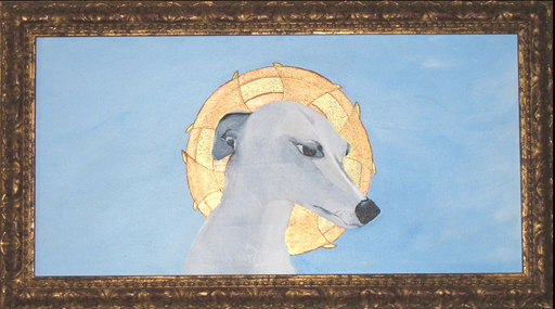 Saint Whippet of the Right Acrylic on Canvas 14 x 24" 