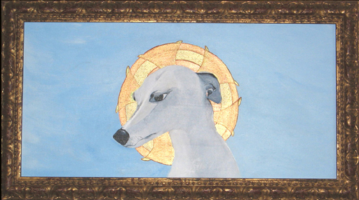 Saint Whippet of the Right Acrylic on Canvas 14 x 24" 